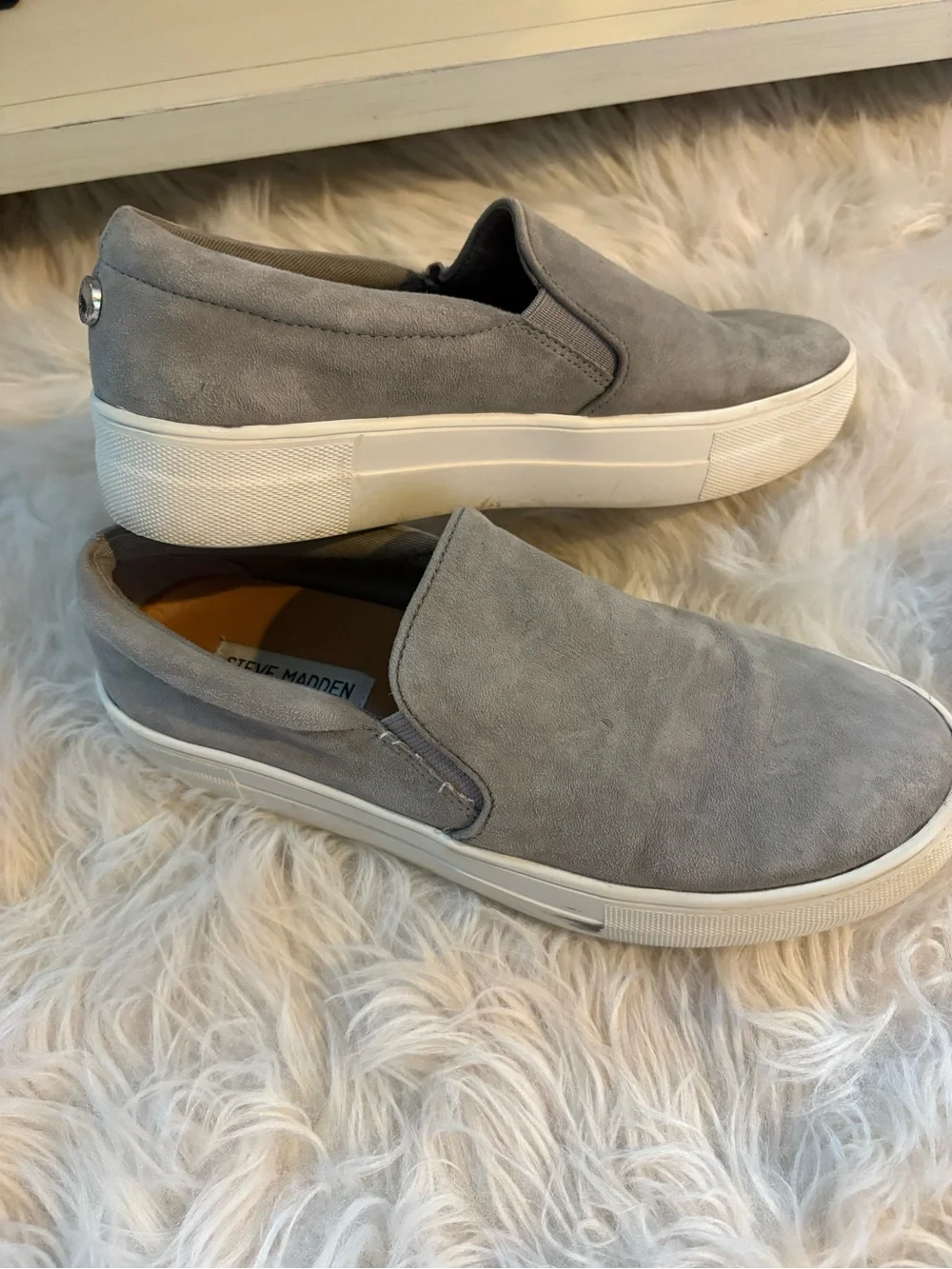 Steve Madden Gray Suede Slip-On Platform Sneakers